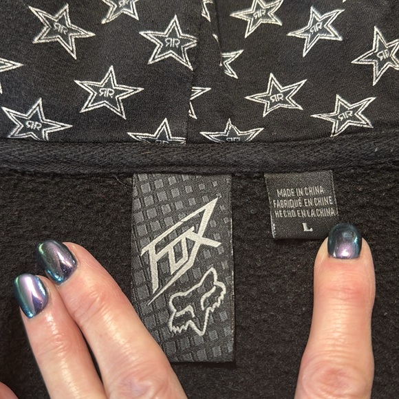 Fox Black Zip Up Sweatshirt with Bold Star Design - Picture 11 of 15